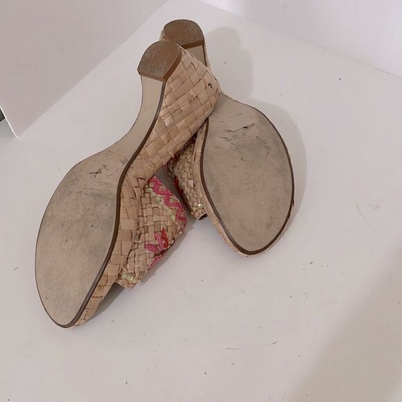 Geller II Embellished Raffia Slide Platform Sandals Size 11 - Picture 4 of 5